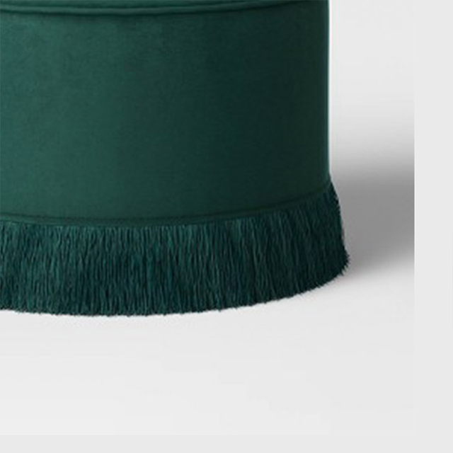 ALO2406 Round Velvet Fringe Ottoman