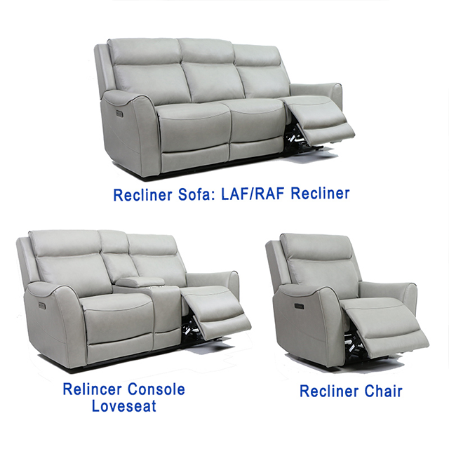 ALM7066S Leather Power Recliner Sofa W/ Power Headrest